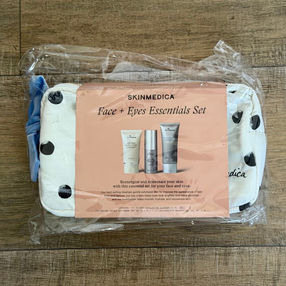 SKINMEDICA Face & Eyes Essentials Skin Care Kit 2025 Polka Dot Makeup Bag & Bow